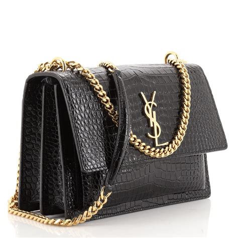 YVES SAINT LAURENT Sunset Crocodile Embossed Leather 